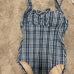 Kona Sol Navy Checkered Swimsuit